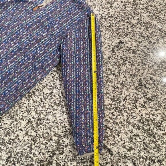 USA Palm Men Large Reversible Sherpa 1/4 Zip Pullover Jacket Gray Blue Geometric - Picture 14 of 16